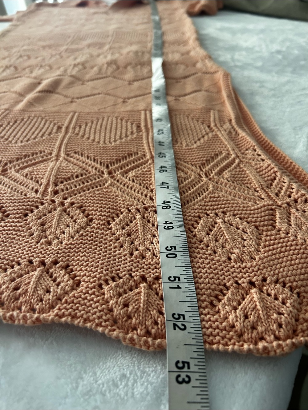 MARBLE Peach Openwork Crochet Sweater Collared Midi Dress Women’s Large - Picture 11 of 11